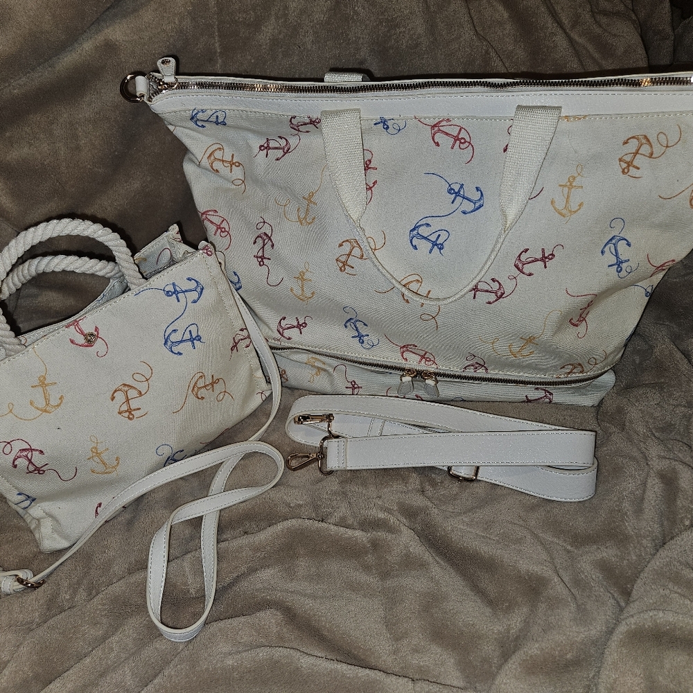 Lauren Conrad colorful Anchor Print Tote Bag and handbag